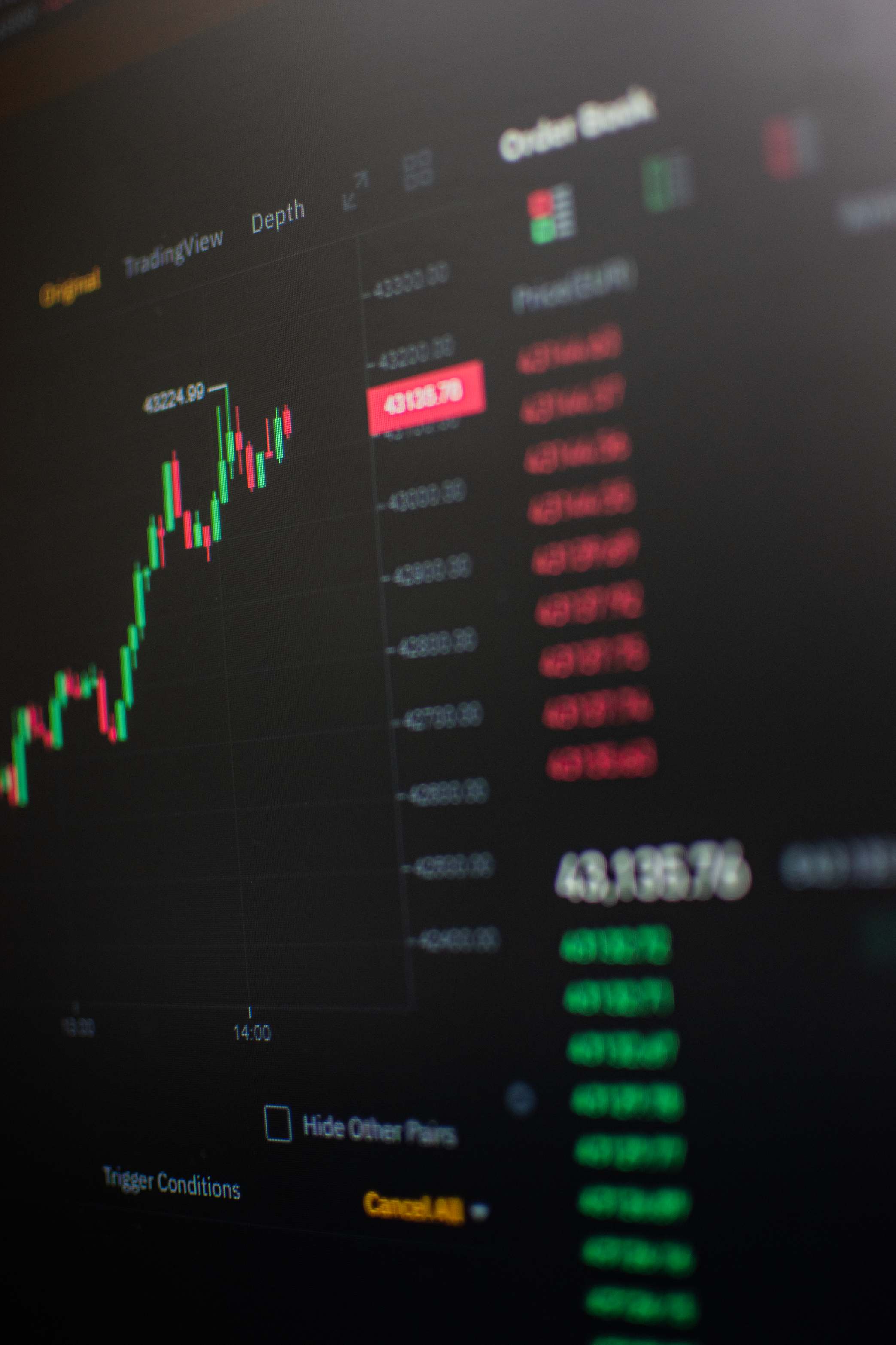 Spreadsheet with financial data on a screen